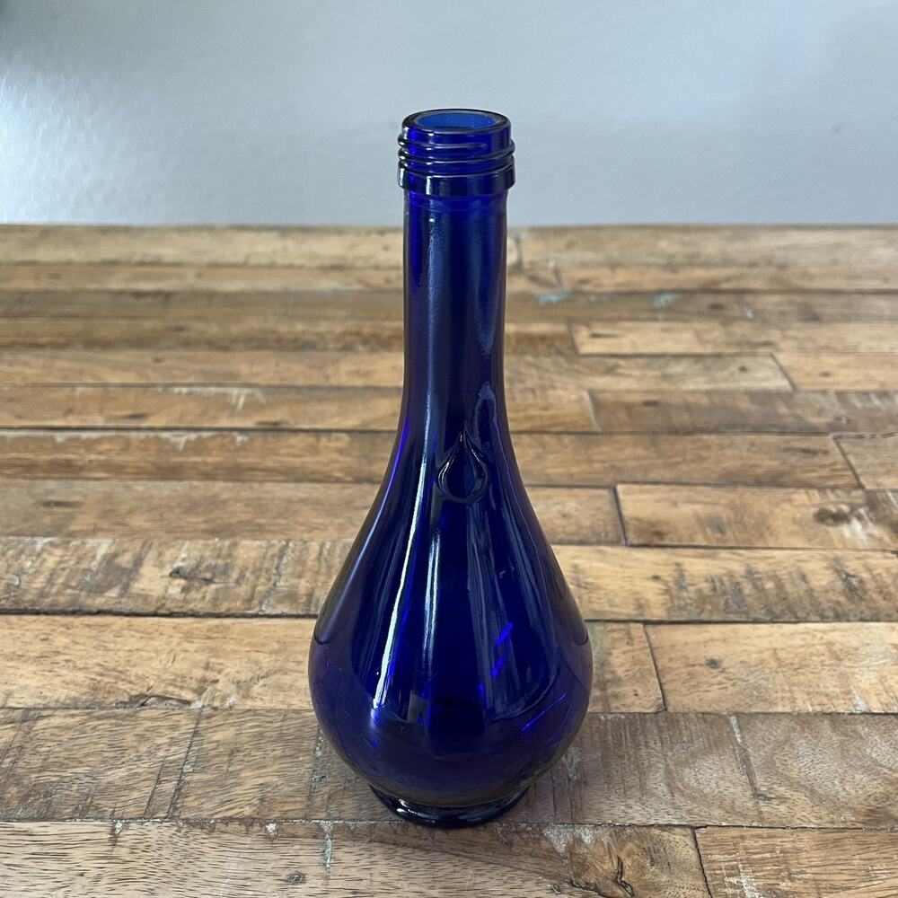 Vintage Acqua Della Madonna Cobalt Blue Teardrop Bottle 8.5" Italy